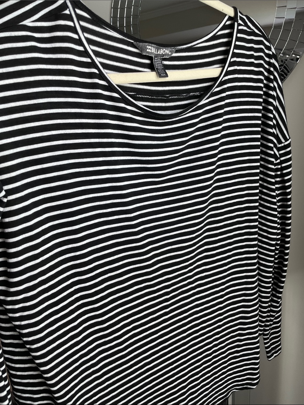 Billabong Black & White Striped Long Sleeve Tee